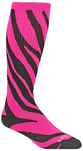 Epic Youth Zebra Stripes - Cute Novelty Fun Design Kneehigh/Otc Socks Pair Pink/Black (MEDIUM) SOCK SIZE PR