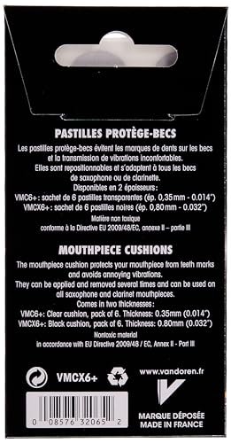 Vandoren - Bissgummis für Saxophon/Klarinette - 6er Pack - schwarz - 0,8 mm