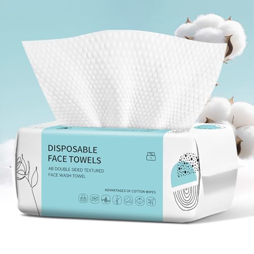 Face Towels Disposable Face Towel 100 Count Makeup Remover Dry Wipes Soft Cotton Dry Wipes Facial Cloths Towelettes for Washing and Drying Facial Tissue for Cleansing Skincare