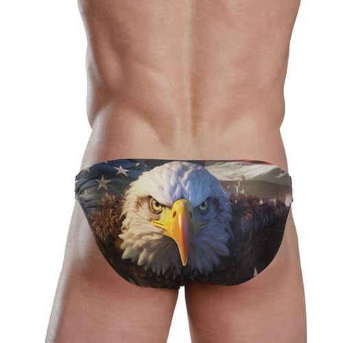 Men's American Bald Eagle 4th of July Independence Day Swim Briefs Bikini Swimsuit S 202a02684