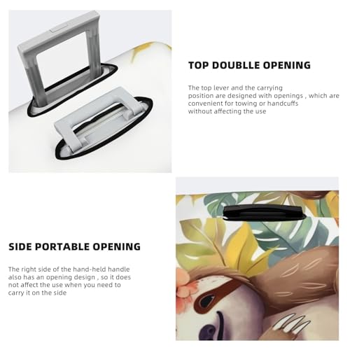 Travel Luggage Protector Cover Cute sloth Leaves Suitcase Covers for Luggage Fashion Washable Elastic Luggages Cover Protector Scratch Resistant Travel Essentials Suitcase Cover Fits 18-32 Inch4