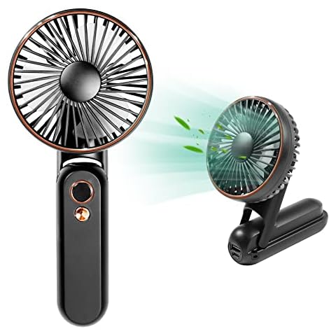Pansdd Handheld Fan, Portable Fan with 5 Speeds&Digital Display,Foldable 3600mAh Rechargeable USB Fan with Power Bank,180°Adjustable Mini Fan&Desk Fan for Outdoor,Travel, Camping,Office-Black Cover