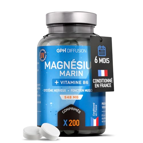 Magnésium Marin + Vitamine B6-200 comprimés de 546 mg - Système nerveux et Fonction musculaire