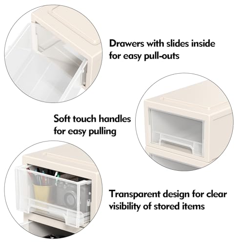 Afromy 6 Quart Stacking Chest Storage Schublade Box, Desktop Stacking Frontbox Unit, 3 Packs