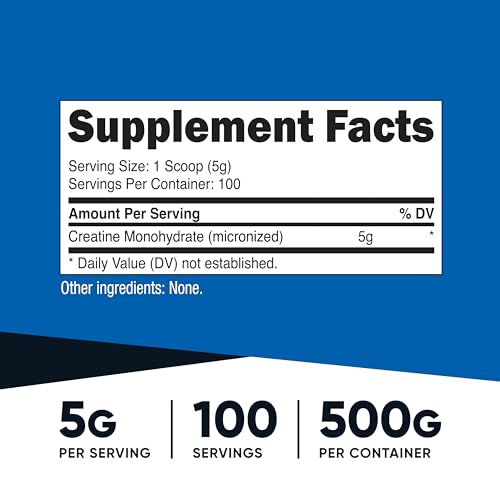 nutricost creatine monohydrate micronized powder 500g 5000mg per serv 5g - 100 servings 179 oz