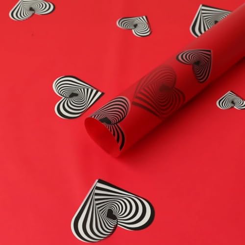 Image of Oasis - 20 Sheets Korean Style Waterproof Premium Bouquet Wrapping Sheet (58cm x 58cm, 60 Microns) | Cupid Heart Design, Giftwrap for Flowers & DIY Gift Wrapping Paper For Valentines Day - Red
