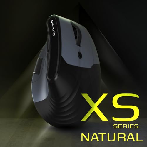 Image of Amkette XS Series Natural Vertical Wireless Mouse /Bluetooth Mouse with Side Scroll, 2.4GHz, 2 x BT, 7 Buttons, Multi-OS Compatibility, Rechargeable, 3200 DPI, Smart, Superior Design, 2 Yrs Warranty