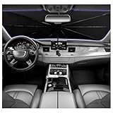 55.12'*30.71' Car Umbrella Sun Shade,Upgraded 5 Layer Titanium Silver Fabric Umbrella Sunshade for Car Windshield,Universal Windshield Sun Shade for Keeping Cars Interior Cool