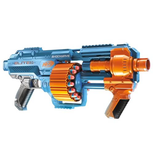 Nerf Elite 2.0 Shockwave RD-15, Lançador, 30 Dardos Nerf, Tambor Giratório para 15 Dardos