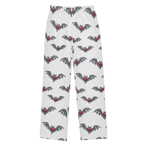 Pajama Pants Lounge Sleep PJ Bottoms Sleepwear Elastic Waist Drawstring S Bat Love