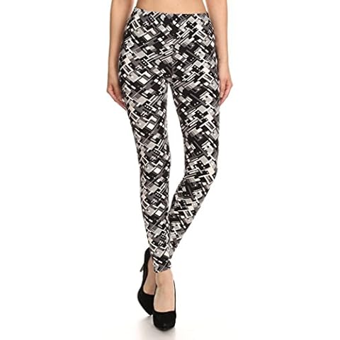 NioBe Unique Graphic Pattern Designed Leggings (One Size, Black Abstraction) Cover