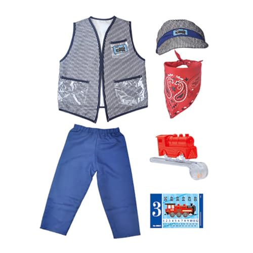 Costume de chef de train – Tenue pour, uniforme rayé classique | Scénario d'Halloween et de Noël pour fête, cosplay, tâches de jeu, déguisement quotidien, activité amusante, soutien fiable