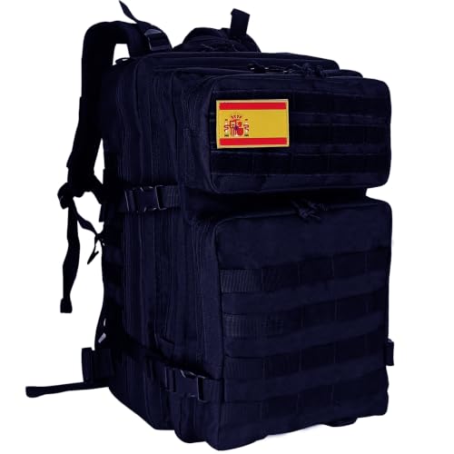 Oreunik Mochila Militar 45L Impermeable Táctica Mochila Molle Mochilas Gran Paquete de Asalto para Senderismo al aire libre, Camping, Senderismo, etc. (Negro)