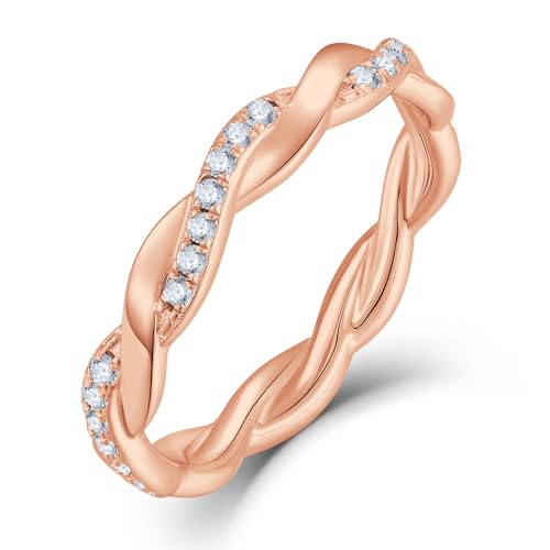 YL Twisted Rings 925 Sterling Silver Stackable Ring Birthstone Eternity Band for Women