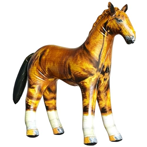 Jet Creations 38 L Inflatable Horse Toys Golden Brown Blow-Up Horse Toy Figure for Decoration or Play Livestock Theme Party Birthday VBS Photo Prop Thanksgiving Christmas Winter