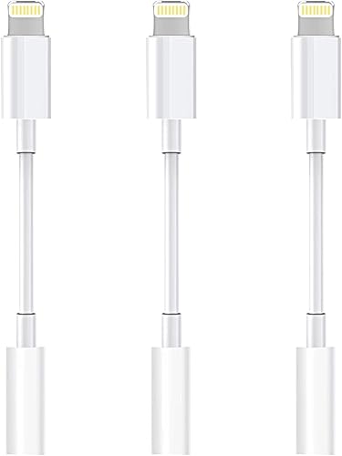 Adaptador de auriculares Lightning a 0138in para iPhone paquete de 3 certificado Apple MFi adaptador de iPhone para conector de auriculares