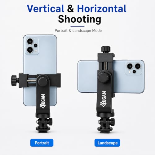 Image of 360 Cell Phone Holder, Adjustable Clamp Phone Tripod | Mount Adapter with 1 /4'' Screw Thread, Smartphone Clip for Tripod, Ring Light, Camera Stand, Vlogging & Live Streaming, Black