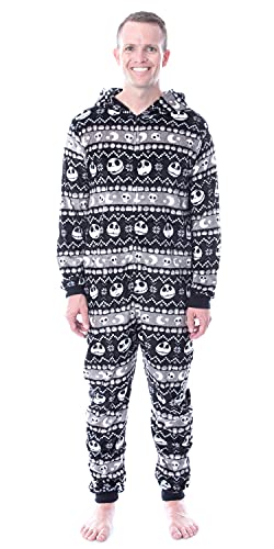 The Nightmare Before Christmas Adult Jack Skellington Fair Isle Hooded Union Suit Pajama For Men Women2