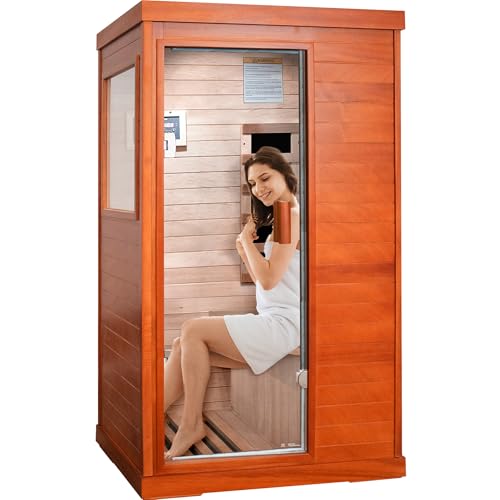 Sauna, Far Infrared Saunas for Home 1 Person Wood Sauna Okoume 80...