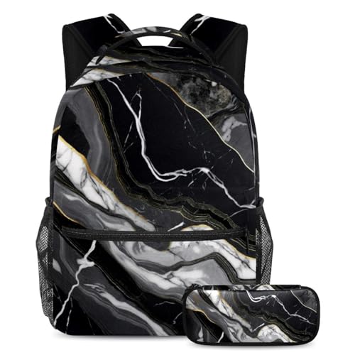 Sac à dos et trousse marbre noir pour ranger toutes ses affaires