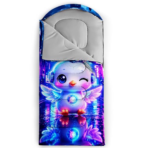 Image of QOOMO Axolotl Cute Camping Sleeping Bags,3 Season Warm & Cool Weather,Lightweight,Waterproof Sleeping Bags for Adults & Kids,Traveling,and Outdoors