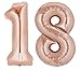 Produktbild paduTec XXL Zahlenballons Luftballons Ballons Rosegold - Geburtstag Jubiläum Jahrestag (Rosegold 18)