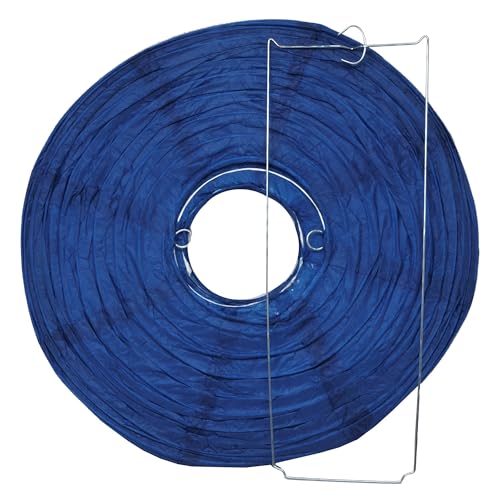 Image of Mudra Crafts 12 Inch Round Chinese Navy Blue Paper Lanterns Hanging Decor | 10 PCs, Reusable, Indoor Outdoor Decorative Lamp Shade, for Ceiling, Wedding, Shower, Party, Festival, Home Decoration