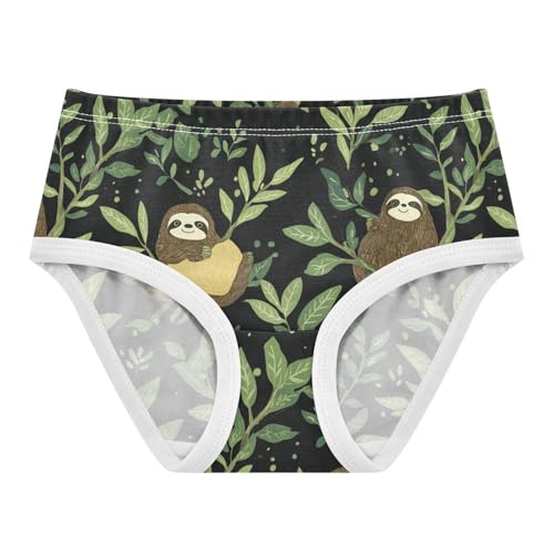 Wusikd Sloth Girls' Underwear Cotton Green Leaves Girls Briefs Soft Toddler Underwear 2T