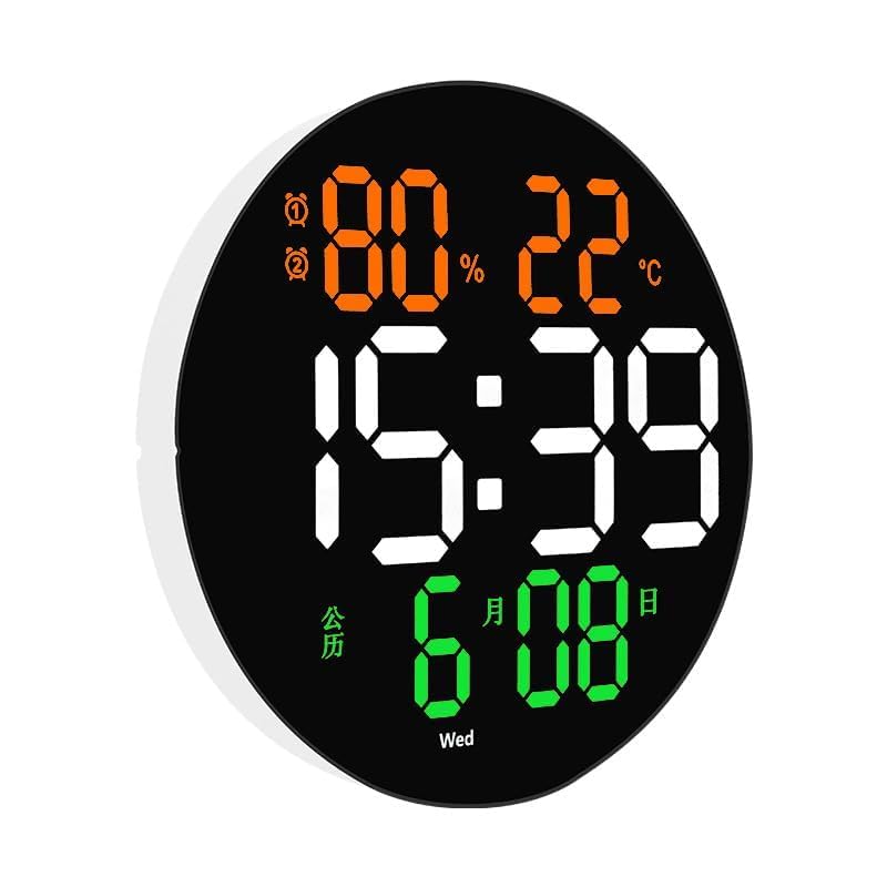 Image of 15-Inch Digital Wall Clock with Large LED Display - Remote Control, Auto-Dimming, Night Light, Date, Day, Temperature, DST Function - Ideal for Living Room, Bedroom (Round Digital Wall Clock)