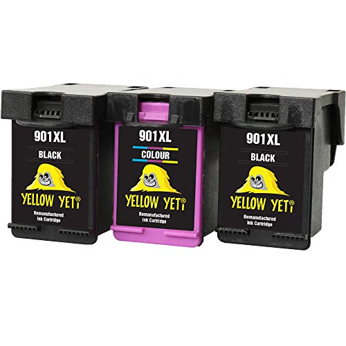 Yellow Yeti Remanufacturados 901XL 901 XL Cartuchos de Tinta (2 Negro, 1 Color) para HP OfficeJet 4500 G510a G510g G510n J4500 J4524 J4535 J4540 J4550 J4580 J4585 J4600 J4624 J4640 J4660 J4680 J4680c