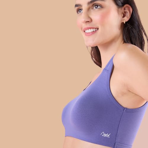 Image of NYKD NYB113 Cotton Non Padded Non Wired Full Coverage Slip On Everyday Bra Wide Straps Gentle Side Lift
