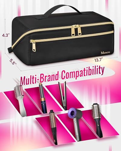 image for Mancro Hot Hair Tools Travel Bag with Separate Heat Resistant Mat, Lar