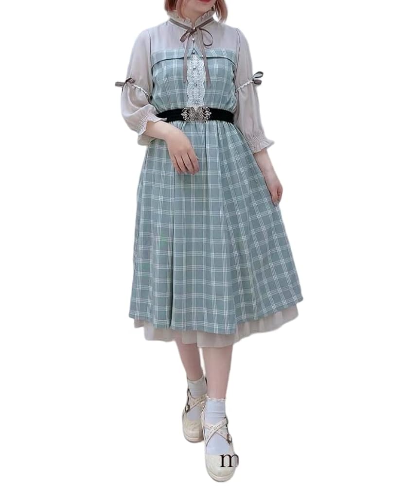 かぐれ　リネンチェックボクシーワンピース　美品　再お値下げ☆ カールパークレーン KarLParkLane チェック肩アキワンピース