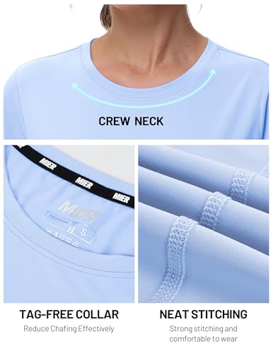MIER Women's Running Athletic Shirts Dry Fit Active T-Shirt Tops Short Sleeve Soft Crew Neck Gym Workout Exercise Tees2