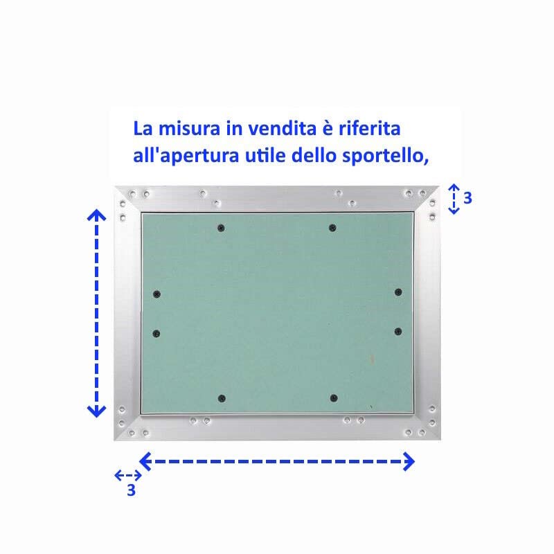 Botola SPORTELLO Ispezione CARTONGESSO in alluminio STANDARD-FUORI STANDARD | FUORI MISURA 20 x 70 CM Senza Gancio