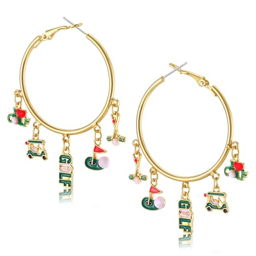 Boucles d'oreilles créoles pour femme passionnée de golf