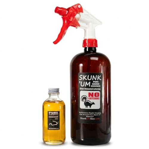 PredatorPee SkunkUm Jumbo Pure Skunk Essence Concentrate and Spray Bottle Kit to Stop Unwanted Loitering 4 fl oz