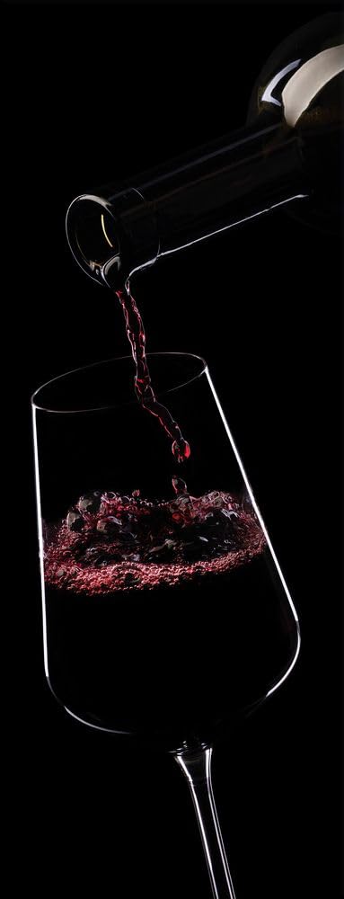 artissimo Glasbild Küche 30x80 cm Bild Küche Rotwein AG5459A – Weinbild Hochformat schmal, Wandbild Wein modern rot schwarz