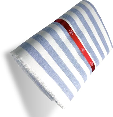 Image of JHABAK'S Unstitched Striped Shirt Fabric for Men - Cotton Linen Blend Lining Material - Shirt and Kurta Piece Cloth