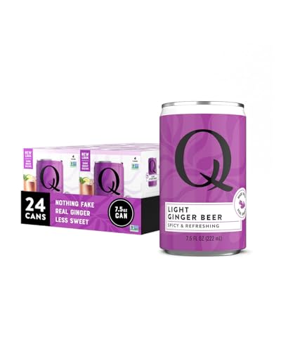 Q LIGHT GINGER BEER with Real Ginger & Organic Agave - Ideal for Cocktails & Mocktails - Made with