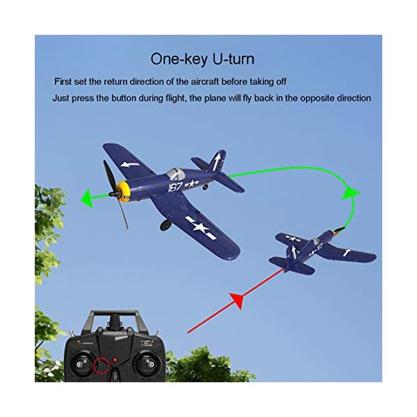 VOLANTEXRC F4U Corsair RC Flugzeug, Spannweite Flugzeug 400mm 2,4 GHz RC Segelflugzeug Starrflügelflugzeug mit Xpilot Gyroskop-System für Anfänger RTF, JOYFLY – Bild 5