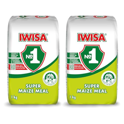 Iwisa Maize Meal 1kg (Pack of 2) Super Maize Meal for Porridge Pap & Traditional Cooking Fine Ground Maize Flour Total 2kg