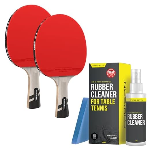 PRO SPIN Ping Pong Paddles & Rubber Cleaning Kit | Premium Carbon Table Tennis Rackets | Preserve Rubber & Restore Tackiness | 200ml Rubber Cleaner & Sponge Included