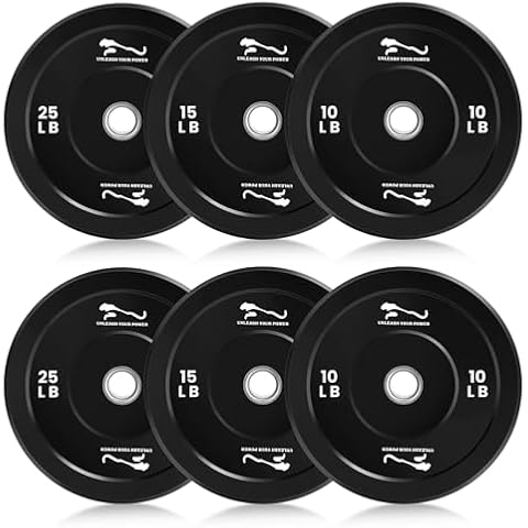 Garveelife 100LB Weight Plates Set of 2, 2-Inch Universal Fit, Bumper Plates with Steel Insert for Strength Training, Rubber Weight Plates for Barbell Home Gym (10lb*2, 15lb*2, 25lb*2) Cover