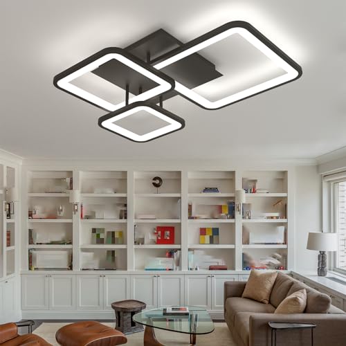 Plafonnier carré variable LED 52cm avec appli et télécommande pour salon