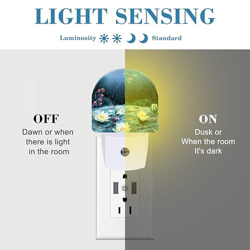 Image of Night Light Plug into Wall Magic Lotus Flower and Butterfly Night Light with Dusk to Dawn Sensor Night Light for Kid Girls Boys Women Room Decor, Hallway, Kitchen, Bathroom, Nursery, Stairs