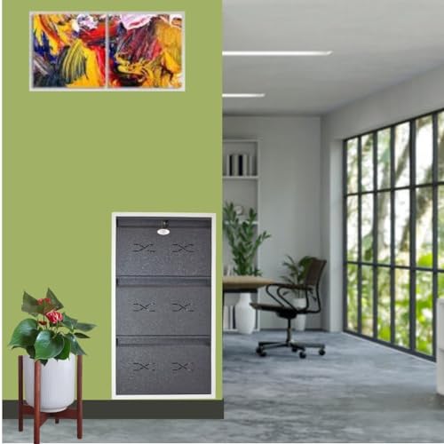 Image of I Metal Shoe Rack I Slim and Wall Mounted I 3 Shelves (Grey Colour) I Coad LC 2M-03 GR I Height 43 Inches, Width 24 Inches, Depth 5.5 Inches I 3 Years Warranty.