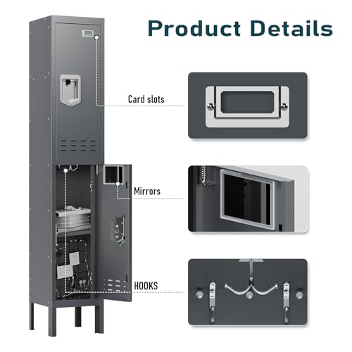Image of BUTISOW Metal Lockers - 66 inch Height Steel Lockers for Employees with 2 Door Storage Locker with Card Slot for Employees Gym School Home Office Garage - Assembly Required