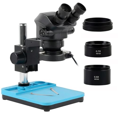 顕微鏡キット 産業ラボ 7X-50X 連続ズーム実体顕微鏡双眼顕微鏡 + 0.5X 1.0X 0.7X 1.5X 2.0X 補助対物レンズ 顕微鏡レンズアダプター (Color : With 0.5x 0.7x 1.0x)