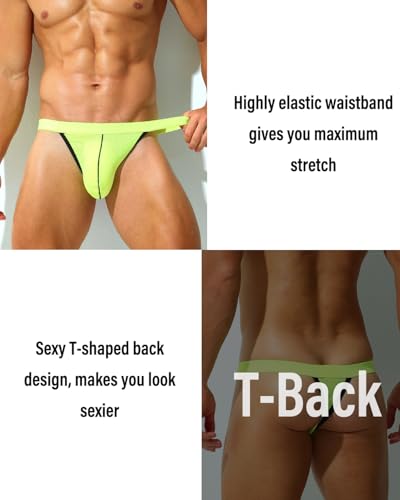 Men's Sexy Low Rise G-String Thong Ice Silk Mesh Underwear Colorblock Sheer Bulge Pouch 3 Pack4